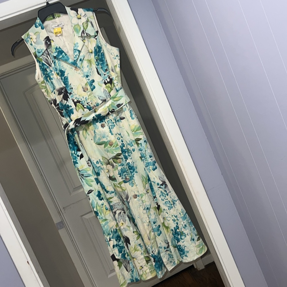 Coldwater Creek Sleeveless Button-Down Linen Maxi Dress